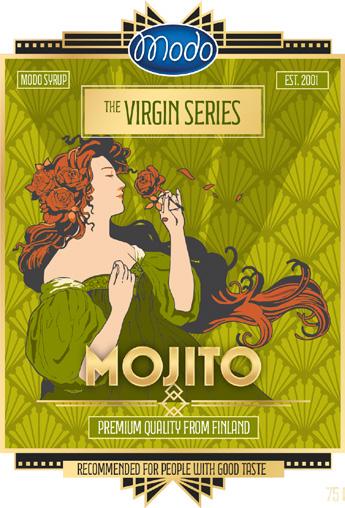 Modo Virgin series Mojito siirapin etiketti